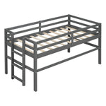 ZUN Wood Twin Size Loft Bed with Side Ladder, Antique Grey WF312787AAE