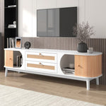 ZUN Rattan TV Stand for TVs up to 75'', Modern Farmhouse Media Console, Entertainment Center with Solid WF316663AAK