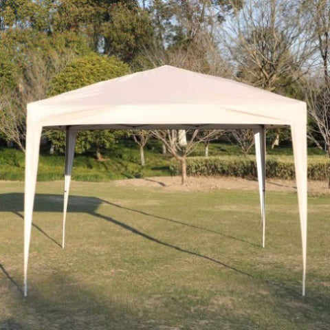 ZUN Outdoor 10x 10Ft Pop Up Gazebo Canopy Tent with 4pcs Weight sand bag,with Carry Bag-Beige W419P147525