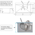 ZUN Stainless Steel 30 in 2-Hole Single Bowl Drop-In Workstation Kitchen Sink with Bottom Grid and JYSCS3022BN