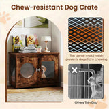 2-in-1 Dog Crate End Table - Rustic Brown, 88lbs Capacity, Farmhouse Style, 32.5"x18.5"x23.5" 48731244