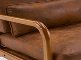 High Back Solid Wood Armrest Backrest Iron Frame Bronzing Cloth Indoor Leisure Chair Orange 79269077