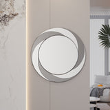 ZUN 24 inch Wall-Mounted Silver Decorative Round Wall Mirror for Home, Living Room, Bedroom, Entryway W1043P188136