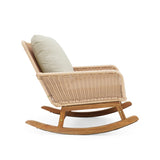 Contemporary Minimalist Beige Wicker Rocking Chair with Soft Polyester Cushions and Durable Wooden N767P229004N