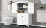 ZUN Bathroom Storage Cabinet, Cabinet with Two Doors and Drawers, Adjustable Shelf, MDF Board, White N725P188460K