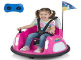Pink 5-Point Seat Belt Kids Bumper Car with Flashing Lights & Music, Safe 0.7-1.2 MPH Ride-On Toy 06118323
