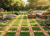 30 Pack Acacia Wood Interlocking Deck Tiles, 12x12in Snap-On Patio Flooring, Natural Wood Finish, 98573591