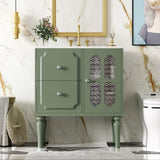 Retro Style 30'' Bathroom Vanity with Ceramic Sink Combo, Freestanding Single Vanity with 2 Drawers, N710P195635F