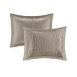 7 Piece Polyester Charmeuse Comforter Set Taupe King B035128911