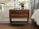 Brown P2 Particleboard with 3D Paper Solid Wood Legs 61*45*68CM 2-Drawer with Lower Divider 37845828