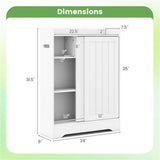 Slim White Bathroom Storage Cabinet - 2 Sliding Doors 2 Adjustable Shelves Toilet 38495905