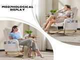 Modern Accent Rocking Chair Rocking Chair with Solid Wood Legs, Upholstered Nursery Glider Rocker, 74675264