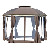 144x144 Inch Round Outdoor Gazebo, Patio Dome Gazebo Canopy Shelter with Double Roof, Netting 05350701
