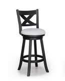 ZUN 2pc Swivel Pub Stools Counter Height 24" Chair Fabric Upholstered Seat Footrest Wooden Dining Room B011P262368