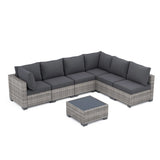 7-Piece Outdoor Patio Furniture Set, All-Weather Wicker Rattan Sectional Sofa with Thick Cushions & 10778419