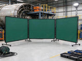 6x6 ft 3-Panel Welding Screen, Flame-Resistant Vinyl Welding Curtain with Frame & 12 Swivel Wheels 59942042
