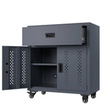 Metal garage storage cabinet lockable door and adjustable shelves, rolling tool storage cabinet W396P305781