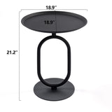 Lantern-shaped Metal End Table, Small Round Side Table, Modern Coffee Drink Cocktail Table, Small W2664P232831