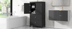 ZUN Bathroom Storage Cabinet, Cabinet with Two Doors and Drawers, Adjustable Shelf, MDF Board, Black N725P188460B