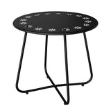 Outdoor Side with Flower Cut Outs, Weather Resistant Steel Patio Side, Round Outdoor End 09740220