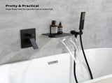 Male NPT Faucet with Hand Shower, Matte Black Waterfall Bathtub Shower Faucet Set, Wall Mount 18816266