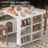 K&K Rolling Kitchen Island With Extended Table, Kitchen island on Wheels with LED Lights,Power WF316018AAW