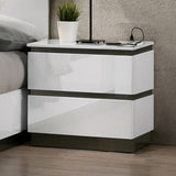 Contemporary 1pc Nightstand White Color High Gloss Finish w/ Metallic Accents Bedside Table w USB B011P158089