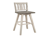 Pub Height Chairs Set of 2, Distressed Gray and White 360-degree Swivel Chair Solid Rubberwood B011P194918