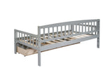 Twin-size Pine Wood Daybed with two Storage Drawers, Sofa Bed with Bed Platform of 10 Support W504P181786