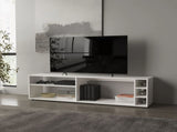 White TV Stand for 70" Screen with Open Storage and Melamine Finish B062P290263