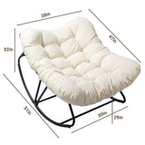 Oversized Rattan Papasan Chair, Outdoor Steel Wicker Rocking Seating with Thick Padded Cushion for 87123961