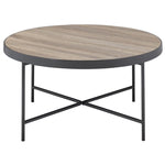 ZUN Weathered Grey Oak and Black Coffee Table B062P181353