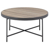 ZUN Weathered Grey Oak and Black Coffee Table B062P181353