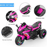 12V Electric Motorcycle for Kids, Three Wheels Battery Powered Ride On Motorbike, Ride on Toy with W3380P310000