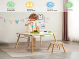 Children's Sensory Table with Stool, Kids Activity Table with 2 Storage Bins & 2 Pen Holders & Paper 95960477