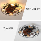 Caged Ceiling Fan With Light, 20'' farmhouse Low Profile Ceiling fan Lights With Remote Control, W1340103792