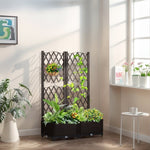 ZUN Wicker Trellis Planter, Outdoor Raised Garden Bed with Drainage Holes, Free-Standing Trellis Planter 49413812