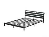 Full Size Metal Platform Bed Frame with Wooden Headboard and Footboard with USB LINER, LED Lights, W311P416241