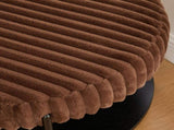 30.9"Wide Upholstered Round Ottoman Coffee Table Foot Rest with Black Metal Legs, Footstool with W3098P296973