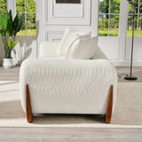 Modern Elegant Design 3 Seater Sofa with Wooden Legs, Comfortable Lambswool 5 Pillows for Living W2817P271187