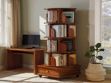 Rotating Bookshelf with Drawer, 360 Display 5 Tier Corner Bookshelf for Small Space, Floor Standing W2641P329214