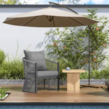 Modern Gray Curved Aluminum Lounge Chair with Stylish Rope-Weave Design and Cushioned Comfort, N767P237033G