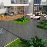 Patio Floor Tiles Pack of 11 WPC Wood-Plastic Composite Patio Deck Tiles DIY Interlocking Decking W206P201287