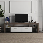 ZUN 20 minutes quick assembly brown simple modern TV stand with the toughened glass shelf cabinet 04458342