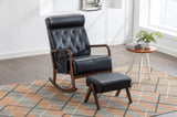 ZUN COOLMORE Rocking With Ottoman, Mid-Century Modern Upholstered Fabric Rocking Armchair, Rocking W153967869
