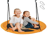 Yellow 40" Saucer Tree Swing, 2 Hanging Ways 360&deg Rotation Adjustable Ropes 46.5"-68" 18089705