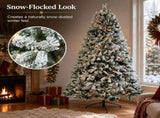7 ft Pre-Lit Snow-Flocked Artificial Christmas Tree with 400 Warm and Cool White LED Lights, Remote 77874353