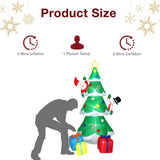 ZUN 8ft with Snowman Santa Claus 3 Gift Boxes 9 String Lights Inflatable Garden Christmas Tree 12454213