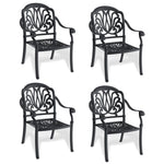 ZUN Cast Aluminum Patio Dining Chair 4PCS With Black Frame and Cushions In Random Colors W1710P166052