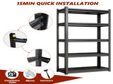 5-Tier Metal Storage Shelving, Industrial Utility Rack, Adjustable Height Bookcase for Living Room, 05405034